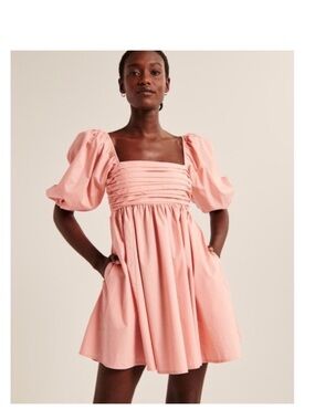 Abercrombie & Fitch Puff-Sleeve Square-Neck Mini Dress